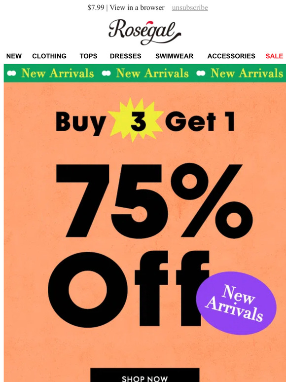 JUST IN! NEW ARRIVALS-BUY 3 GET 1 75% OFF