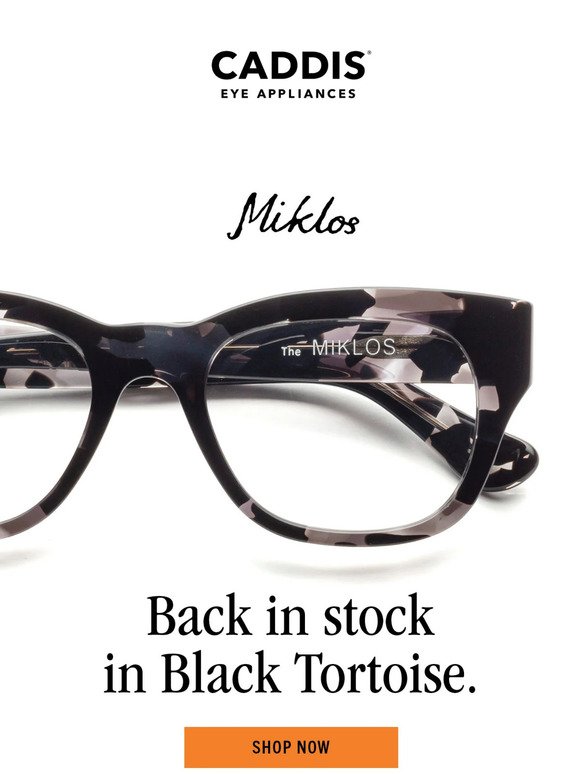 Miklos in Black Tortoise is Back in Stock
