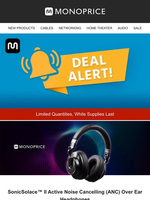 ⚡ DEAL ALERT ⚡ SonicSolace II (ANC) Over Ear Headphone Only $36.99 (47% OFF)
