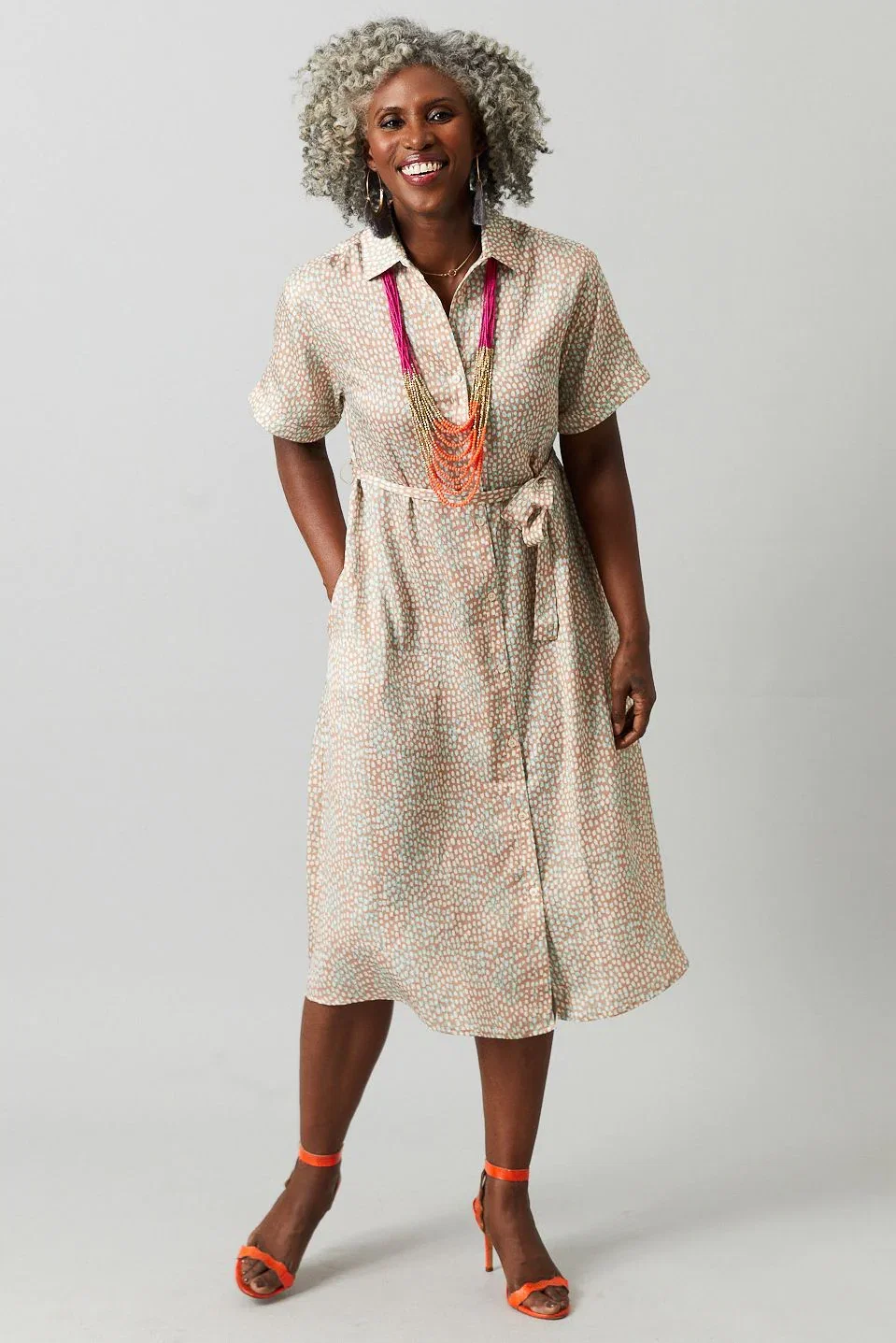 Image of Sarah Shirtdress | Sand Ecru Spots