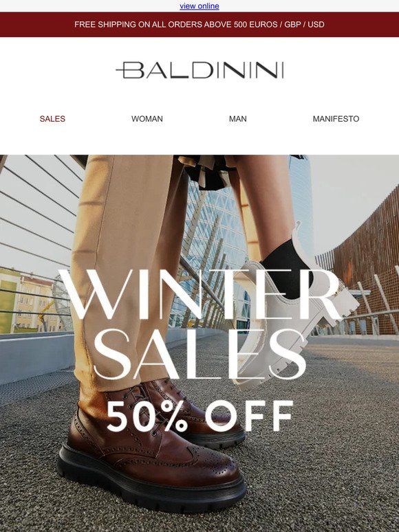 Take advantage now of Baldinini discounts of 50%