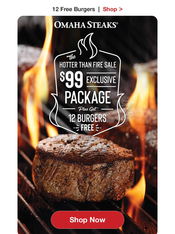 Omaha Steaks Exclusive 99 package + 12 FREE burgers! Milled