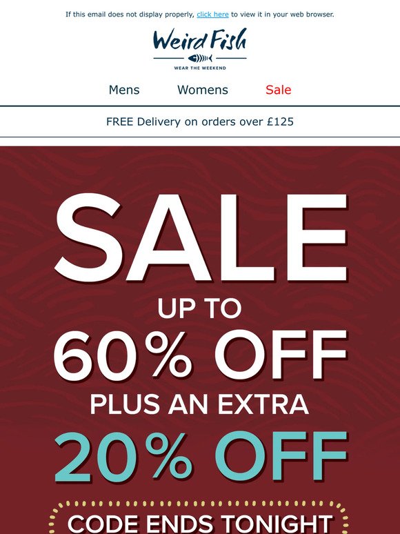 Your EXTRA 20% OFF sale ends tonight