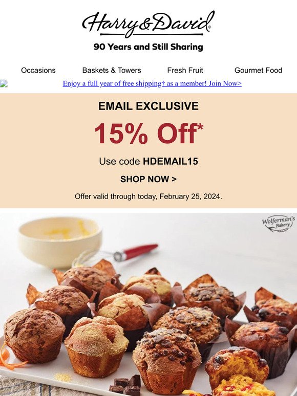 Final hours! 15% off bakery goodies ends tonight.