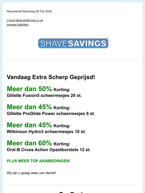 DagDeals Gillette Fusion5 20st > 50 % Korting! ProGlide Power en Hydro3 > 45% Korting en meer Top Aanbiedingen!