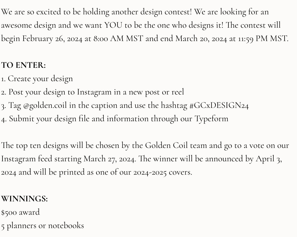 Golden Coil Enter our 2024 Design Contest! Milled