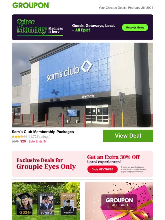Cyber Monday in February: Sam's Club Membership Packages