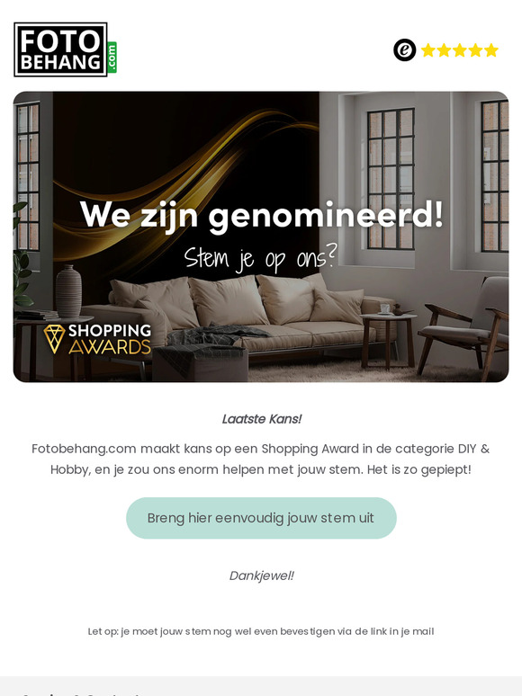Laatste kans: Help ons een Shopping Award winnen!