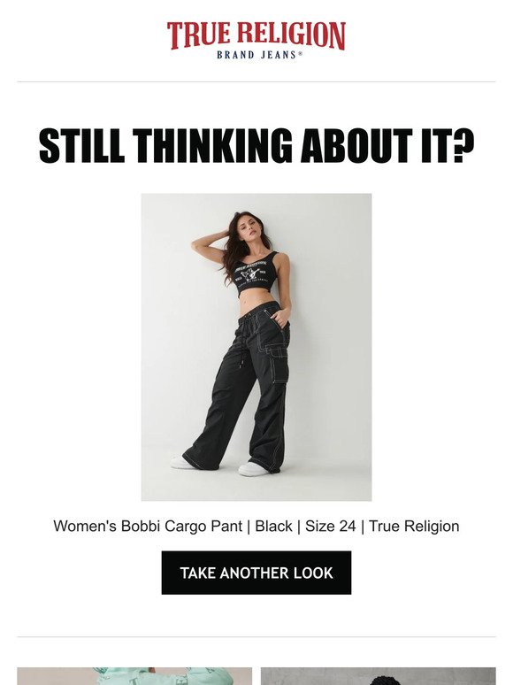 👀 Are you still interested in the Women's Bobbi Cargo Pant | Black | Size 24 | True Religion? 👀