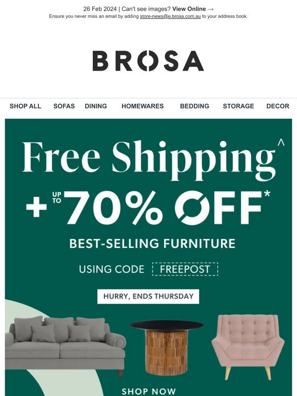 Brosa Email Newsletters: Shop Sales, Discounts, and Coupon Codes