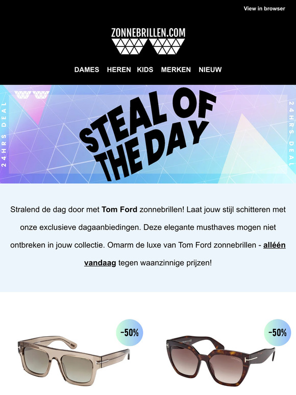 Scoor stijlvolle Tom Ford zonnebrillen in Steal of the Day!