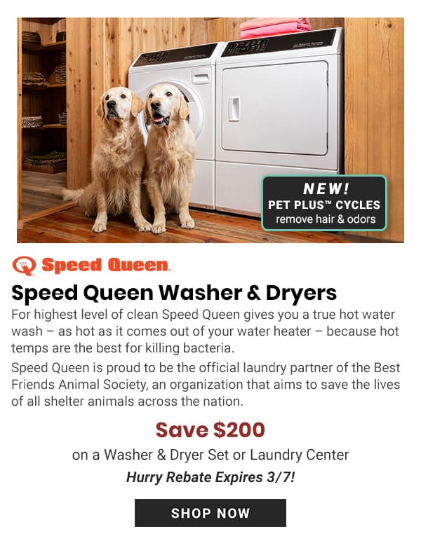 Speed Queen washers and dryers