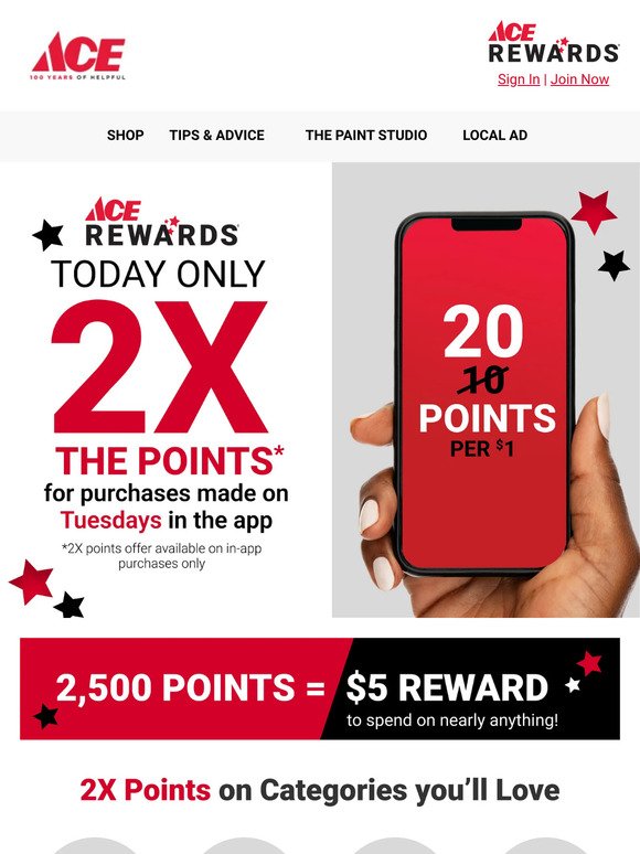 Don't Miss Out on 2x Points - Today ONLY