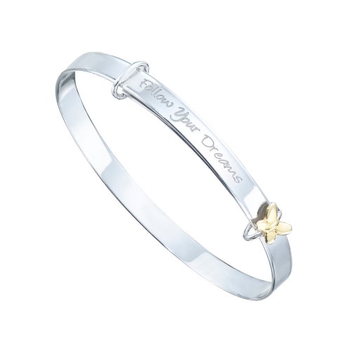 Children's Sterling Silver & 9ct Gold Expandable Bangle