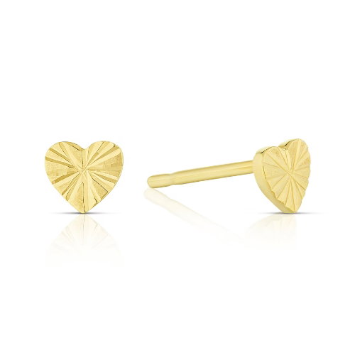 Children's 9ct Yellow Gold Diamond Cut Heart Stud Earrings