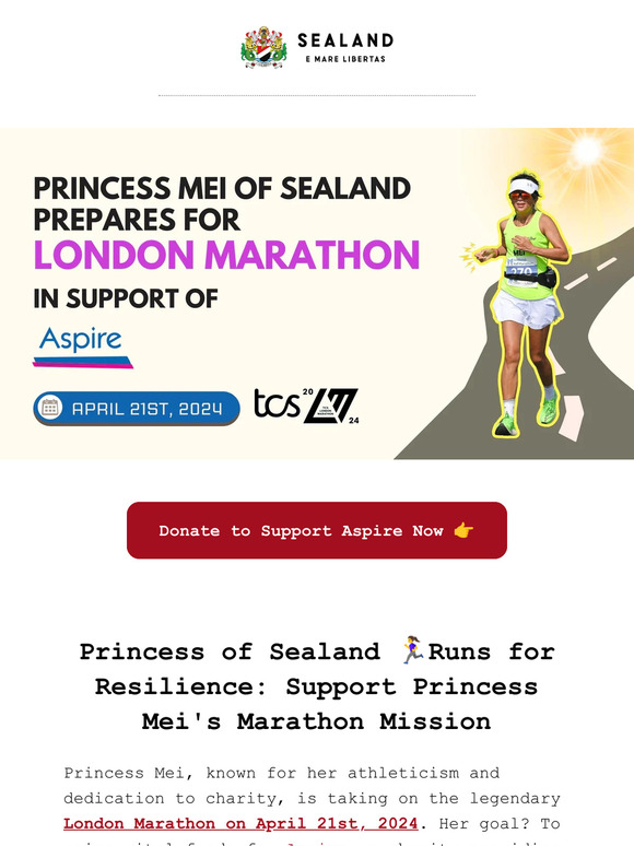 Sealand: Princess Mei of Sealand Tackles London Marathon for a Cause ...