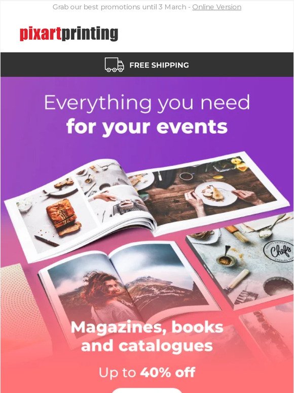 Up to 40% off magazines, books and catalogues: the products you need, at the price you want!