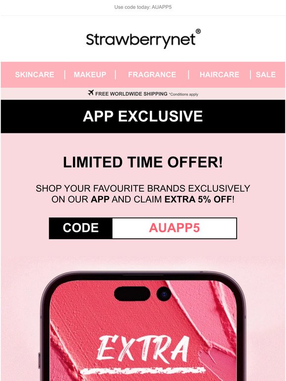 【APP ONLY】Extra 5️⃣% off no min. spend!