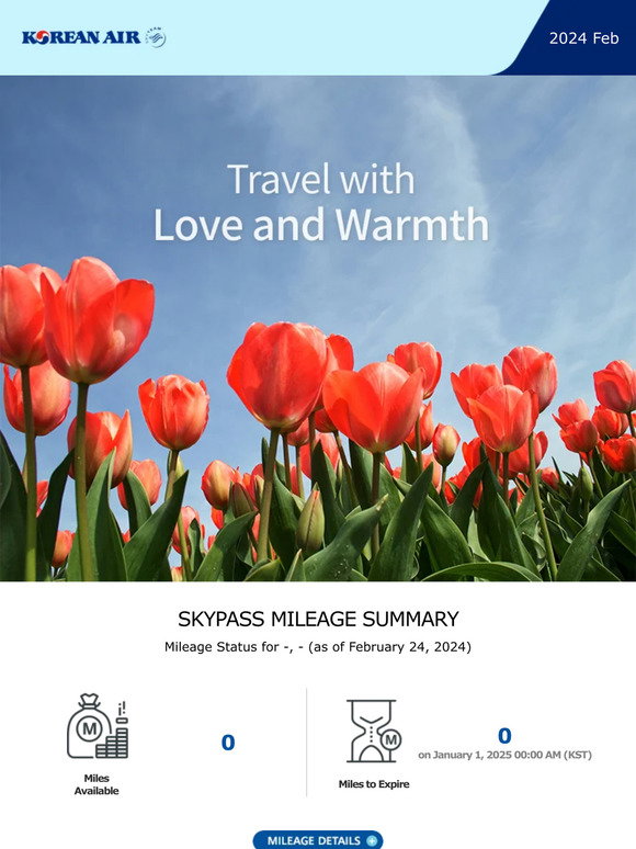 Korean Air (Correction) [Korean Air] Your SKYPASS mileage summary has