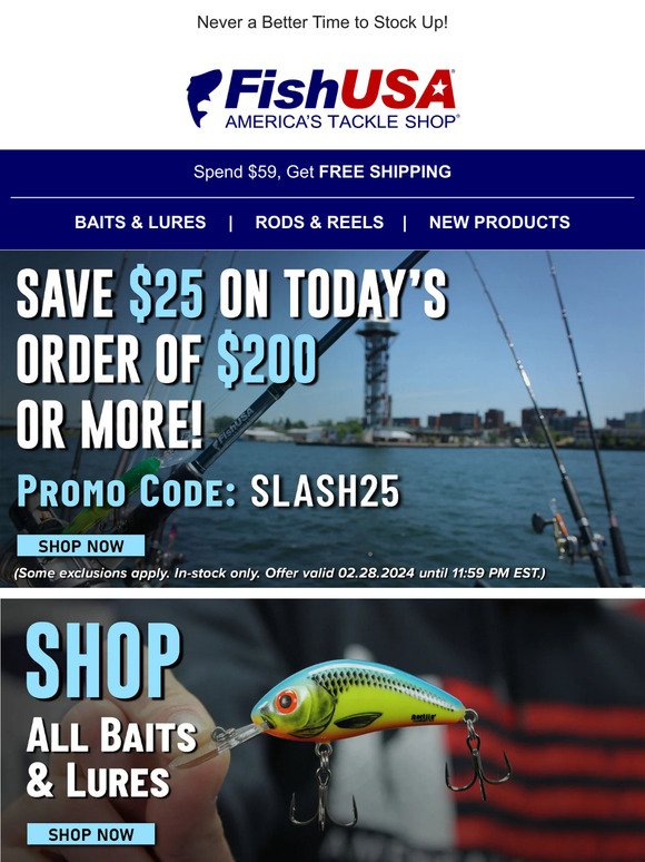 Fishing Gear  Shop Fishing Equipment From America's #1 Fishing Store &  Online Tackle Shop - FishUSA