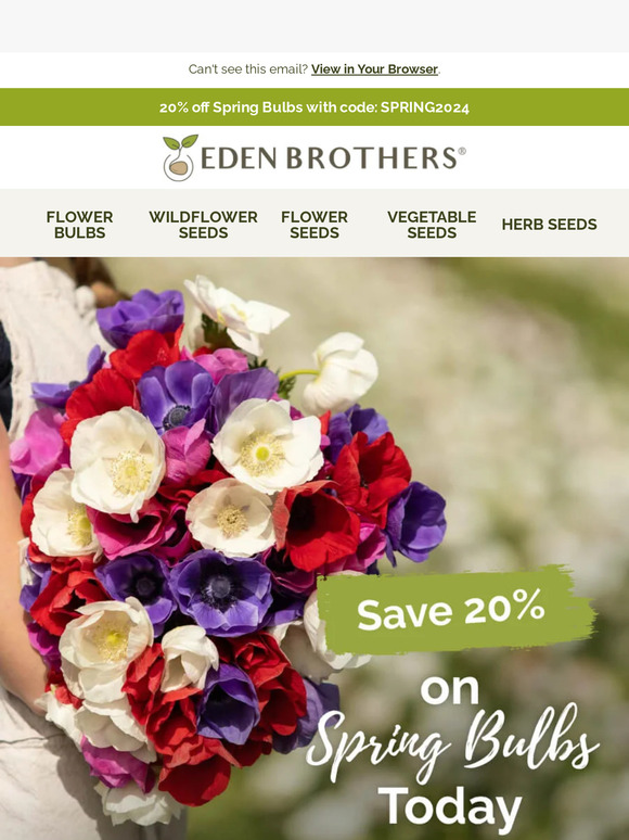 Eden Brothers Seed Company 🌷 Spring Bulbs 20 Off Milled