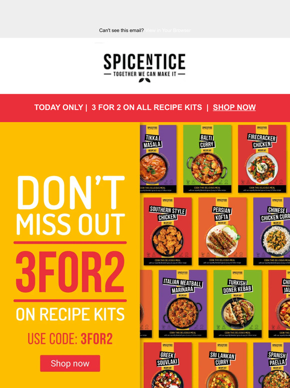 TODAY ONLY |   3 for 2 on recipe kits 💰