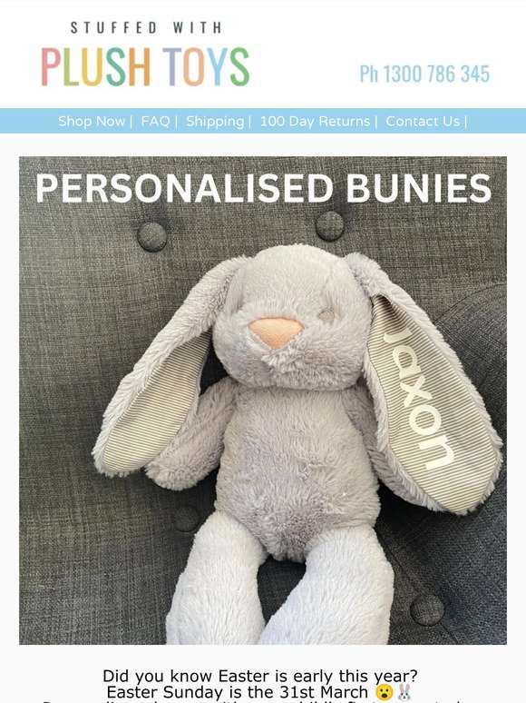 Personalised Bunny Teddies for Easter