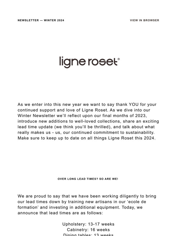 Ligne Roset Winter Newsletter