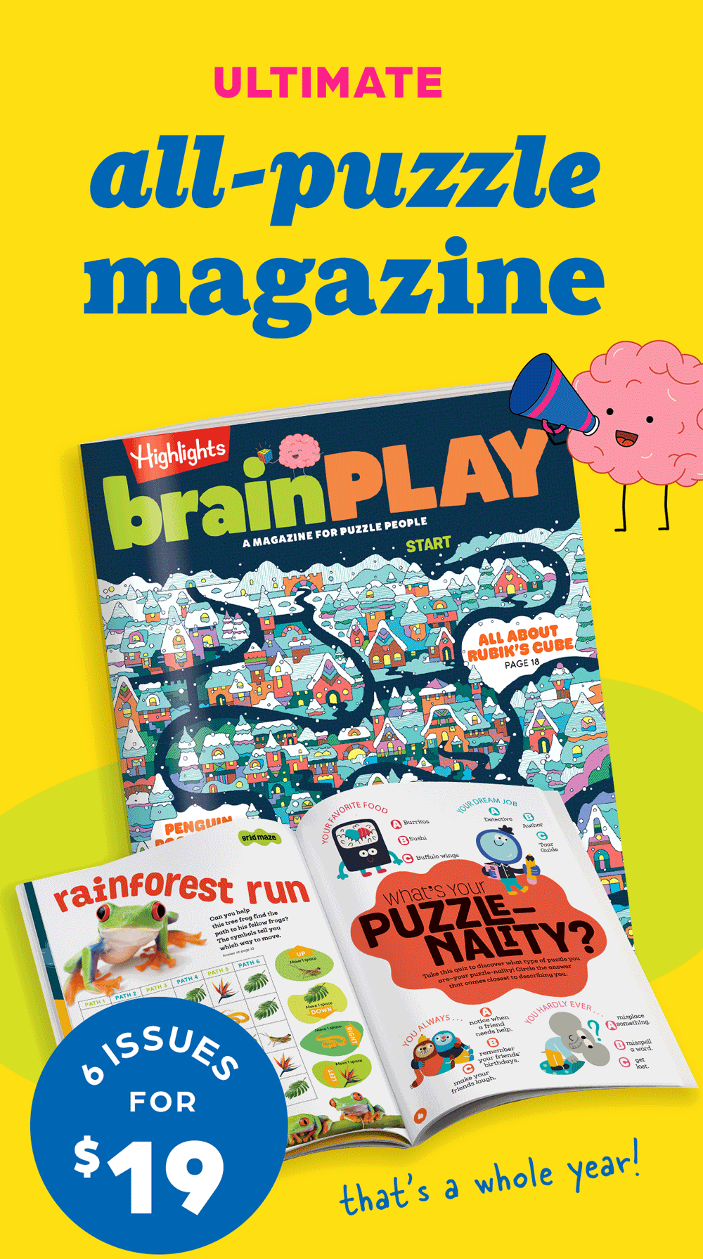brainPLAY: the Ultimate All-Puzzle Magazine. 6 Issues for $19!