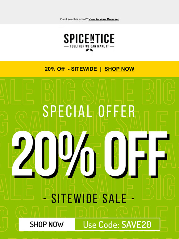 OFFER  |  20% OFF SITEWIDE ⚡