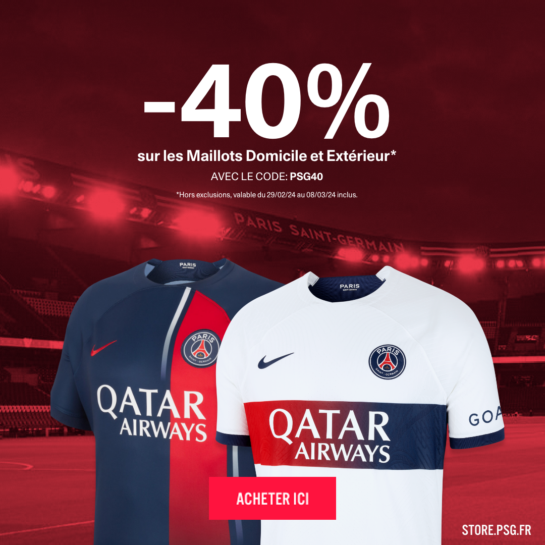 PSG Boutique: Offre Flash : -40% sur une sélection de maillots ! | Milled