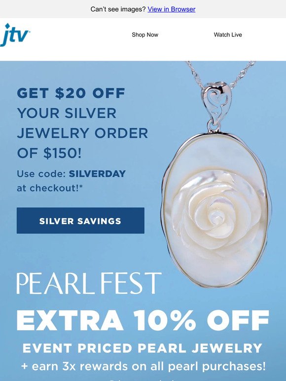 Get $20 off your silver jewelry purchase! 💍