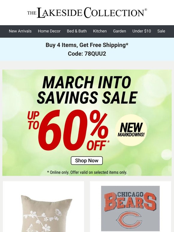 March Into Savings! NEW Markdowns! Up to 60% Off!