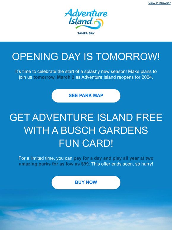 Adventure Island Opens Tomorrow, March 2!