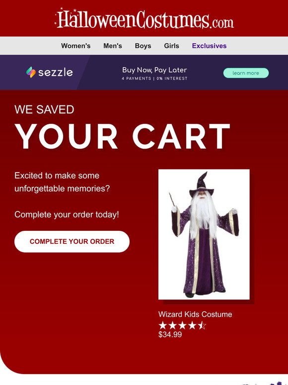 HalloweenCostumes.com: 🛒 You left something in your cart! 🛒