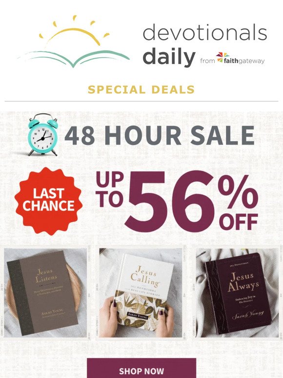 last chance! save up to 56% on Jesus Calling 🕊️