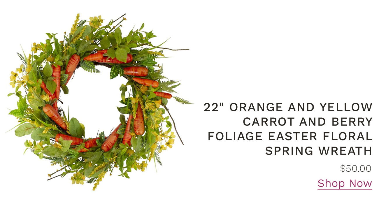 22" Orange and Yellow Carrot and Berry Foliage Easter Floral Spring Wreath - Shop Now