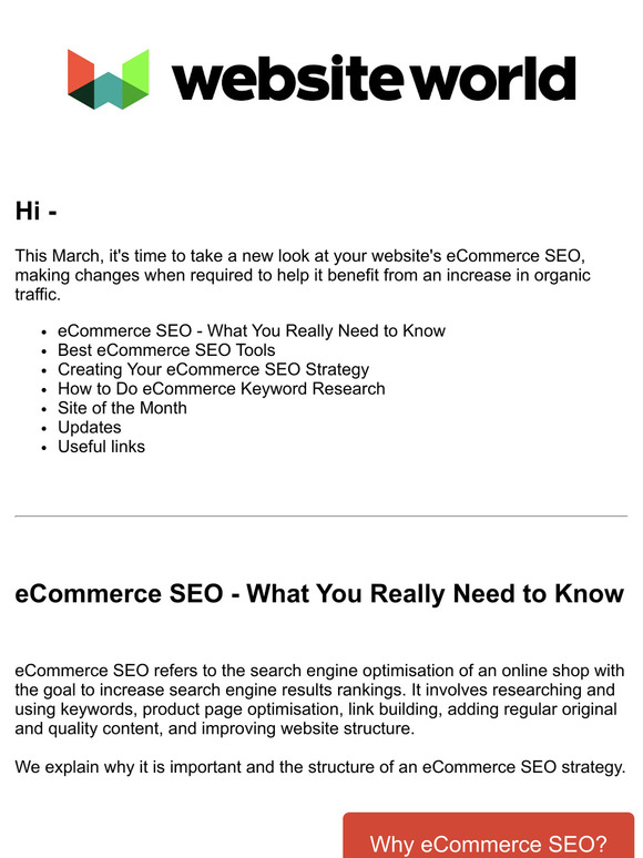 eCommerce SEO; March News
