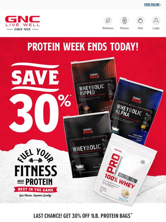 GNC: Last chance for 30% off select protein! | Milled