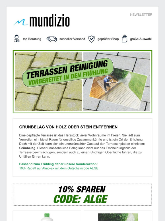 Die Terrrasse für den Frühling startklar machen.
