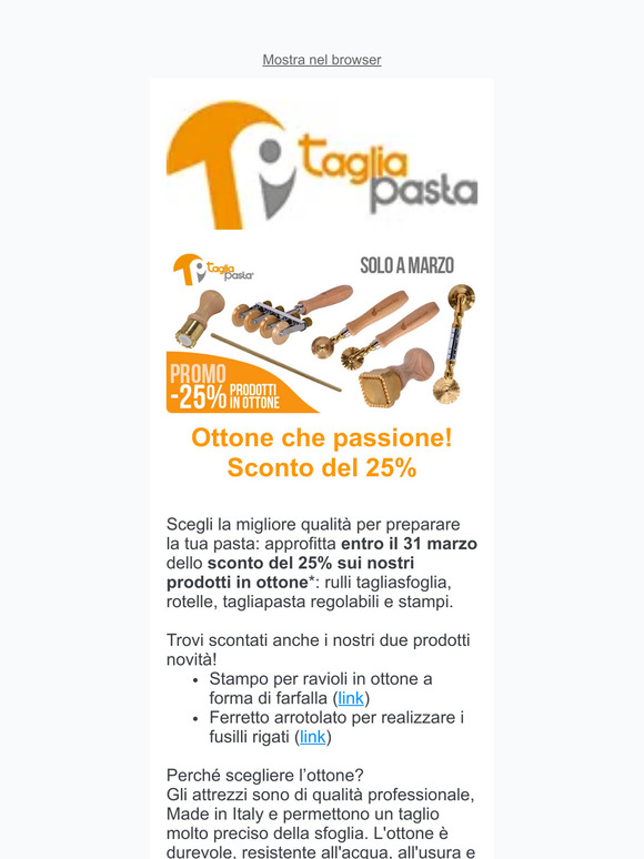 🥰 Ottone che passione! Sconto del 25% fino al 31/3