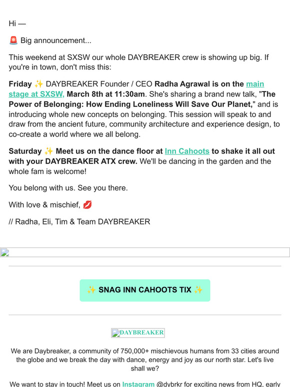💌 DAYBREAKER x SXSW