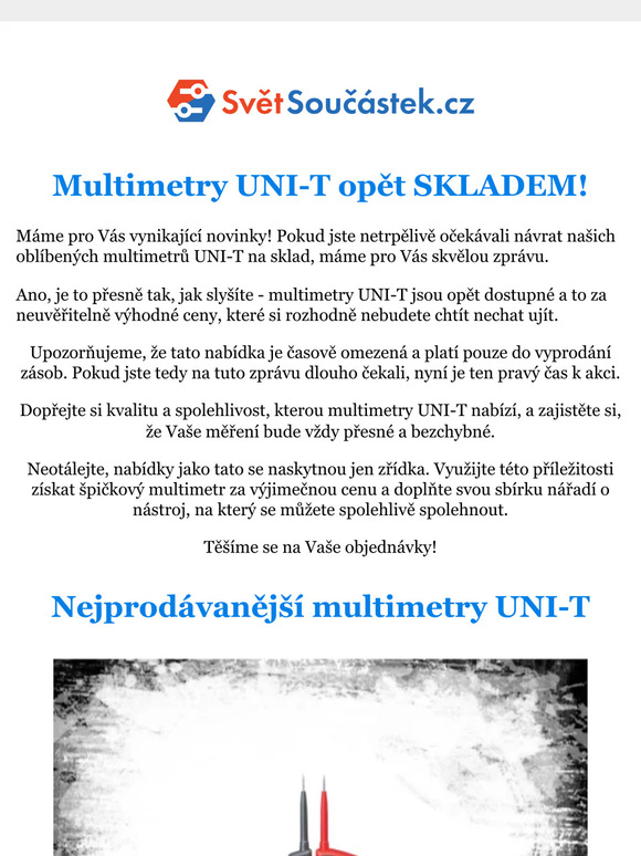 🔥 Multimetry UNI-T za akční ceny opět skladem! 🔥