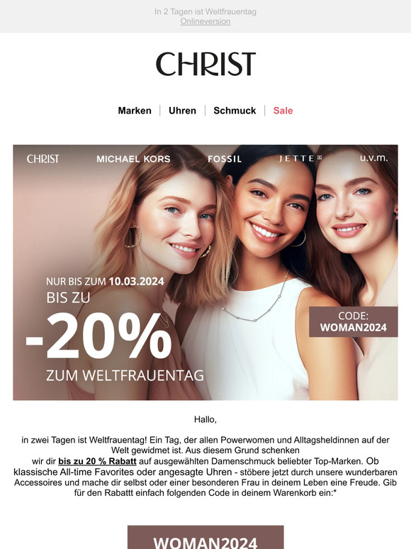 Wir feiern den Weltfrauentag mit bis zu 20 % Rabatt!