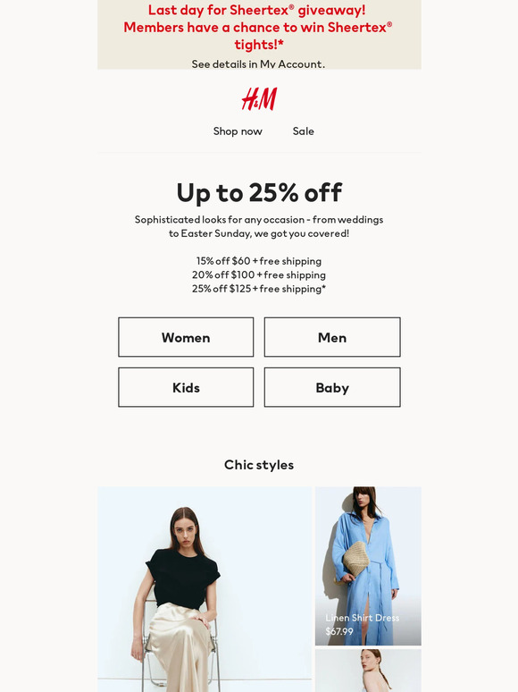 H&m discount on sale code 25 off