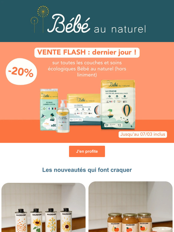 Dernières heures 🚨 -20% sur nos couches Bébé au naturel !