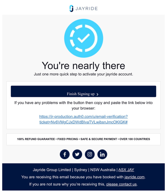 Jayride - Verify Your Email Address