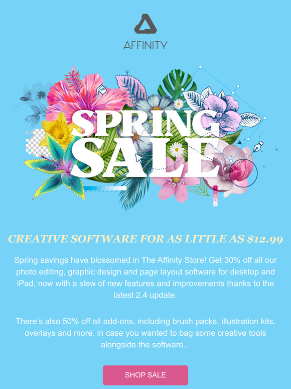 🌸SPRING SALE: 30% off all creative software!
