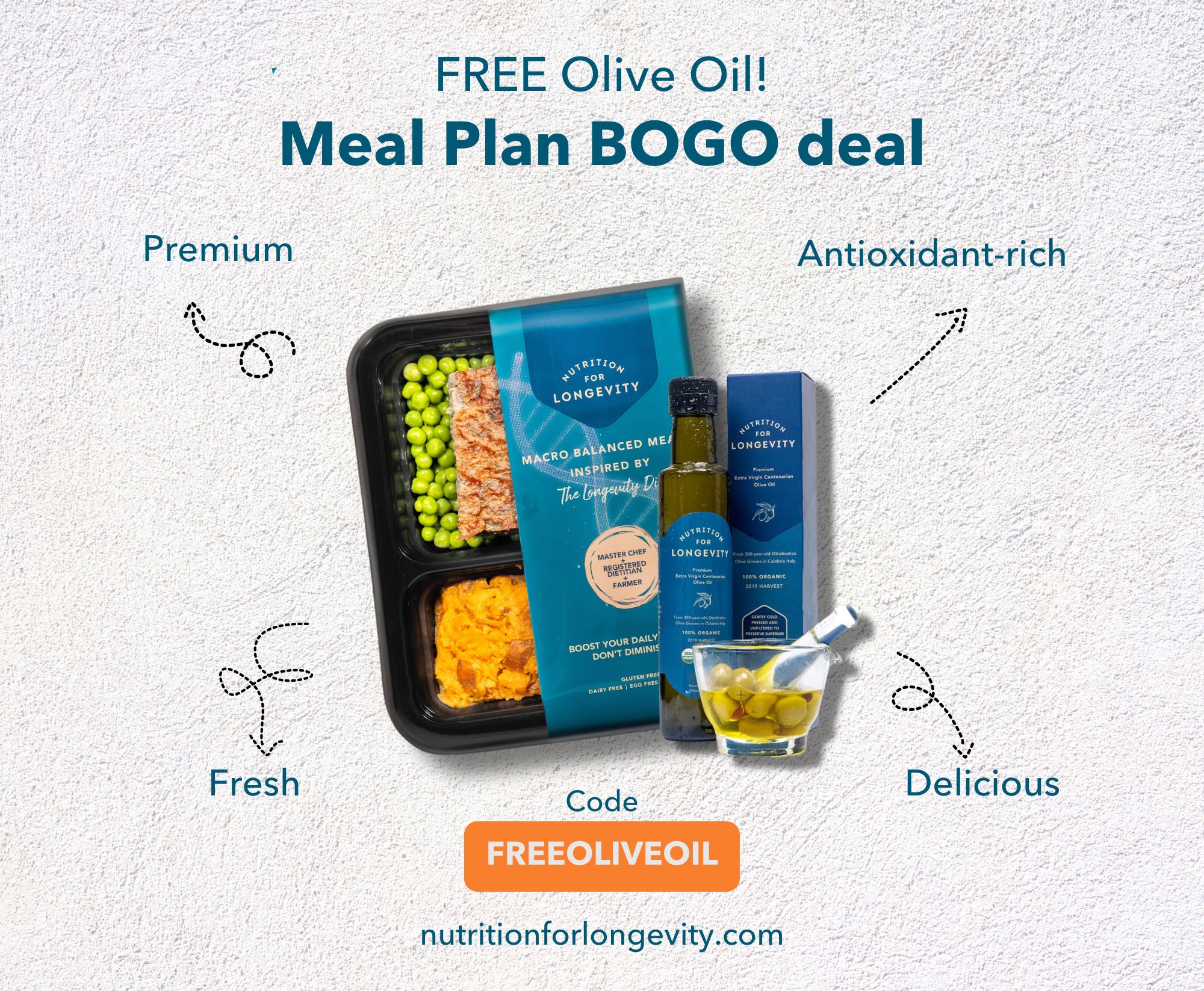 nutritionforlongevity Get a FREE olive oil with a new meal plan