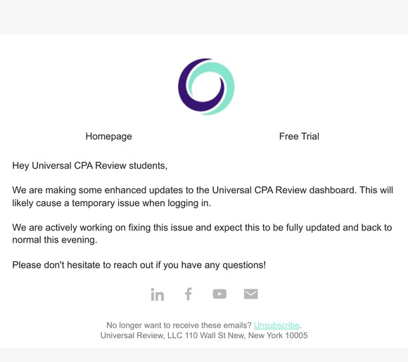 Universal CPA Review Dashboard Updates